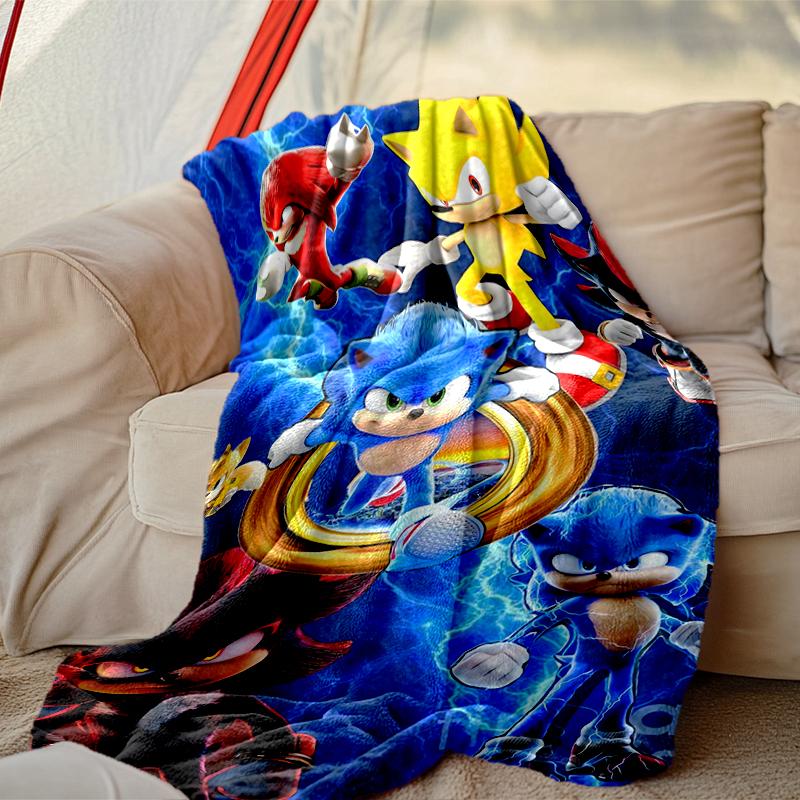 1pc Cozy Print Blanket, SONIC Blanket Appropriate for Home Picnic and Travel Adventures