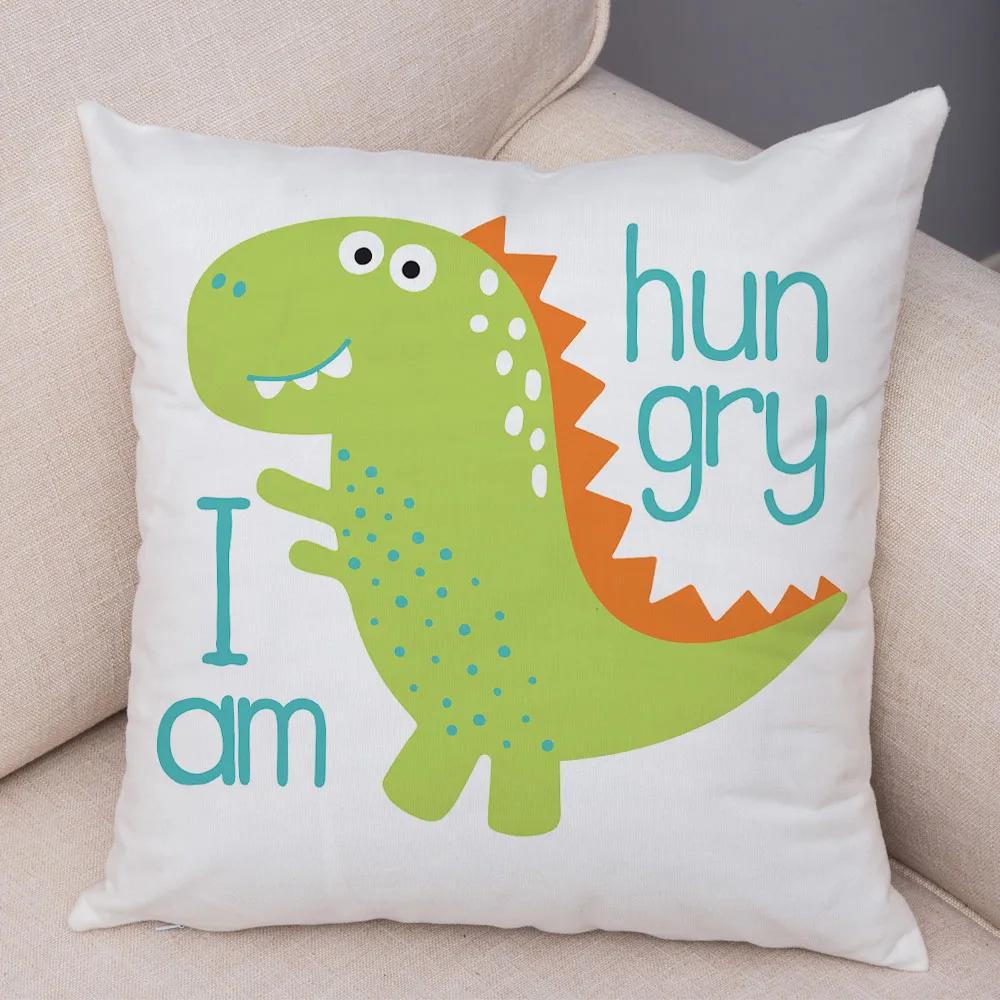 Милая наволочка на подушку с динозавром юрского периода, декоративная мультяшная наволочка с животным, для детской комнаты, дивана