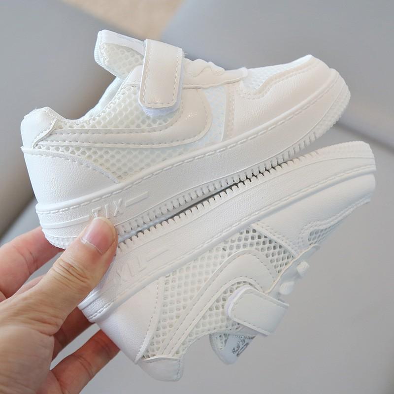 Kids Breathable Mesh Sneakers Boys Girls Lightweight Casual Shoes With Hook Loop