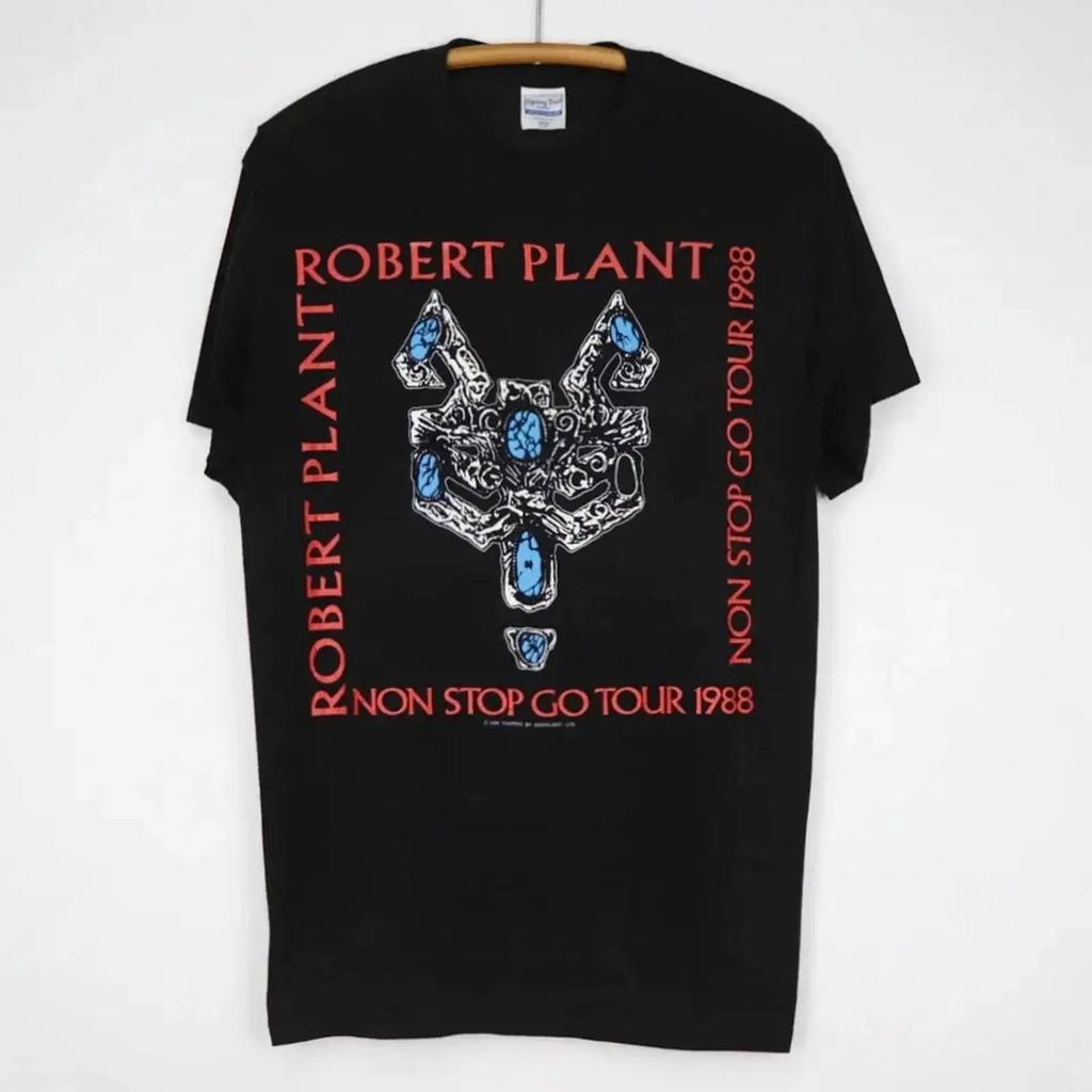 vintage 1988 Robert Plant Non Stop Go World Tour T Shirt graphic Slightly Breathable Unisex C