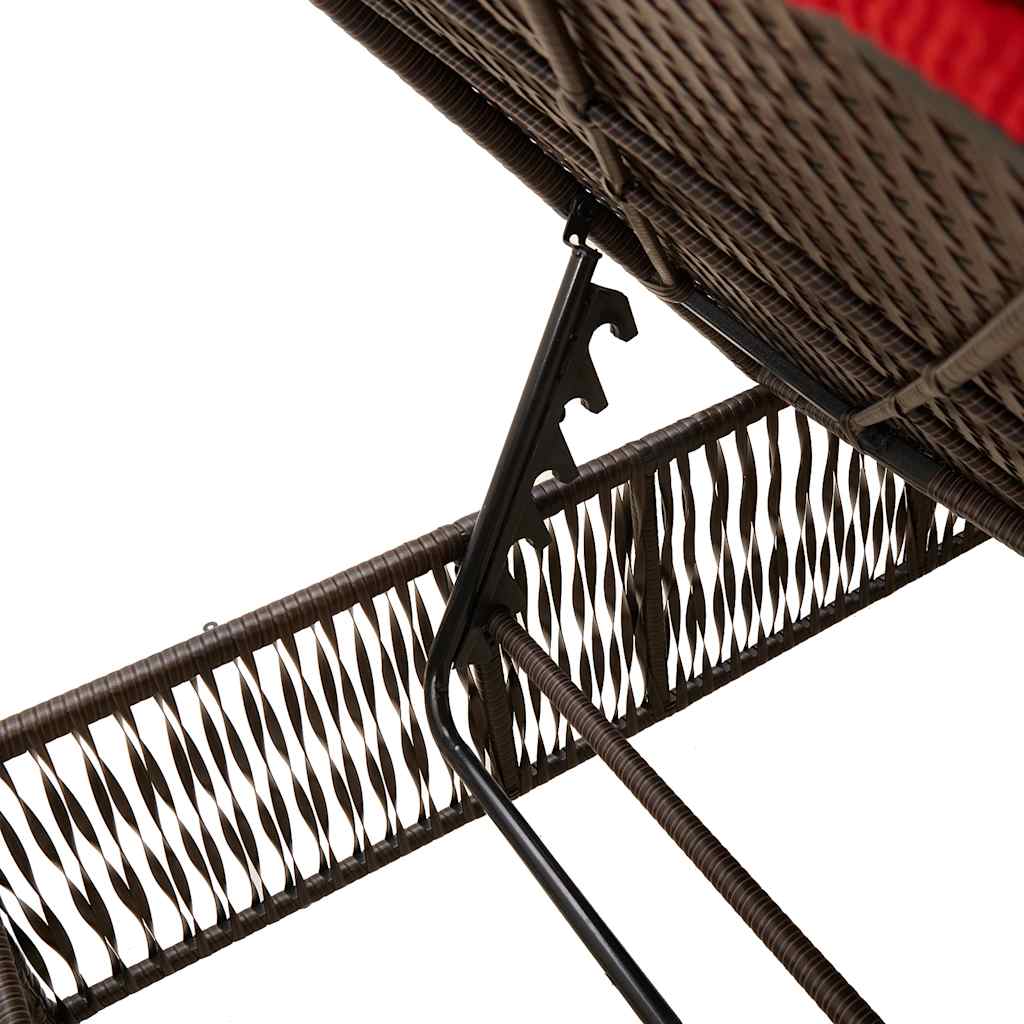 Sun Loungers 2 Pcs with Table Brown Poly Rattan