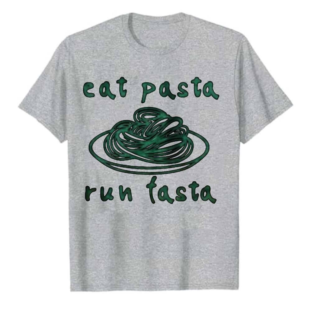 Funny Italian Foodie Graphic Cotton Tee Spaghetti Running Joke Shirt for Unisex Women Graphic T Shirts Unisex Clothing Harajuku Tops