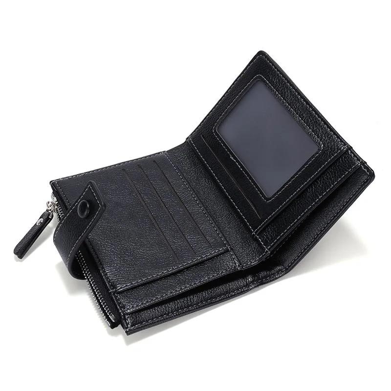 Новый мужской кошелек короткий стоячий ретро ультра тонкий многофункциональный PU кожа глянцевая молния кредитная карта с мужской кошелек