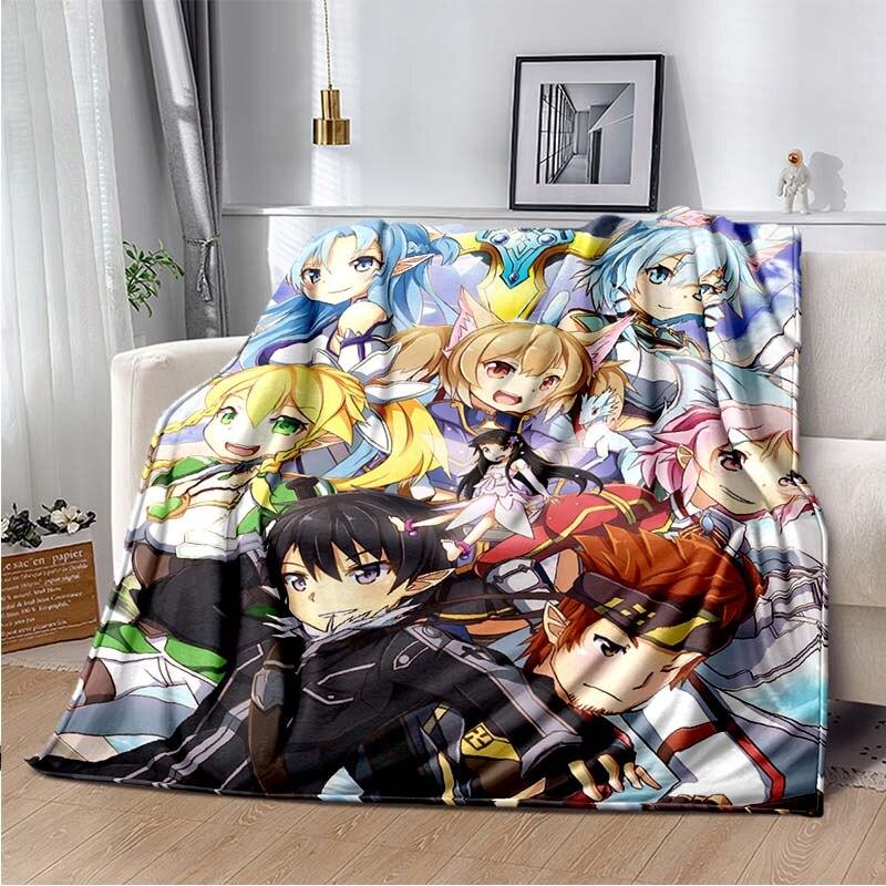 Asuna Sword Art Online флисовое одеяло с 3D принтом для кроватей, походов, пикников, толстое одеяло, покрывало, флисовое одеяло