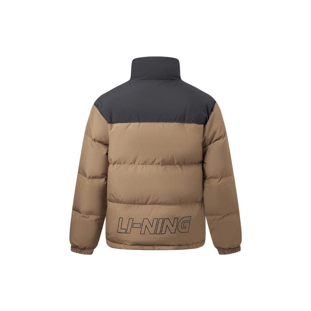Короткая куртка-пуховик Li Ning Color Block с воротником-стойкой, унисекс, куртка Ice-Tea AYMT293-9