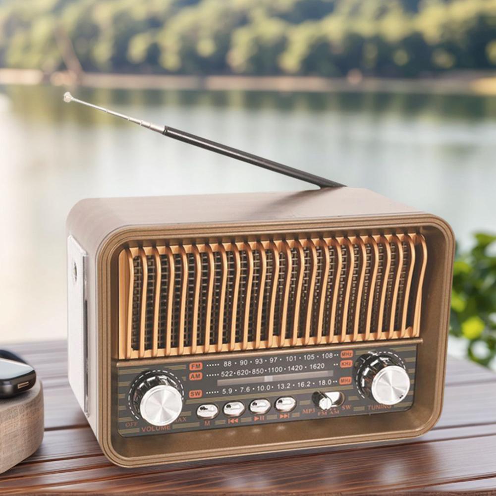Портативное FM AM SW радио с BT-динамиком, светодиодным фонариком, винтажное радио, поддержка TF-карты для дома и офиса