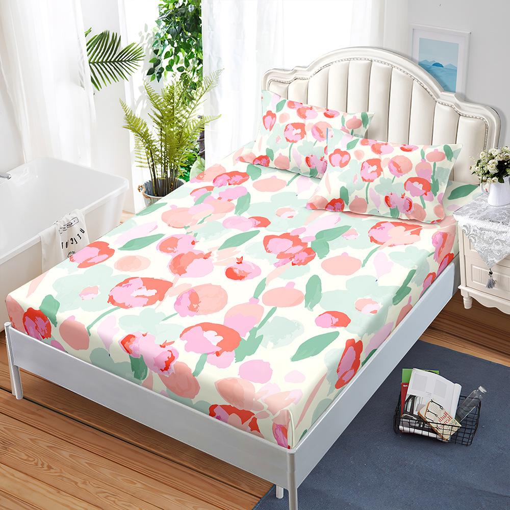 Mattress Three-Piece Illustration Cartoon Bedspread Pillowcase Mattress Protective Cover