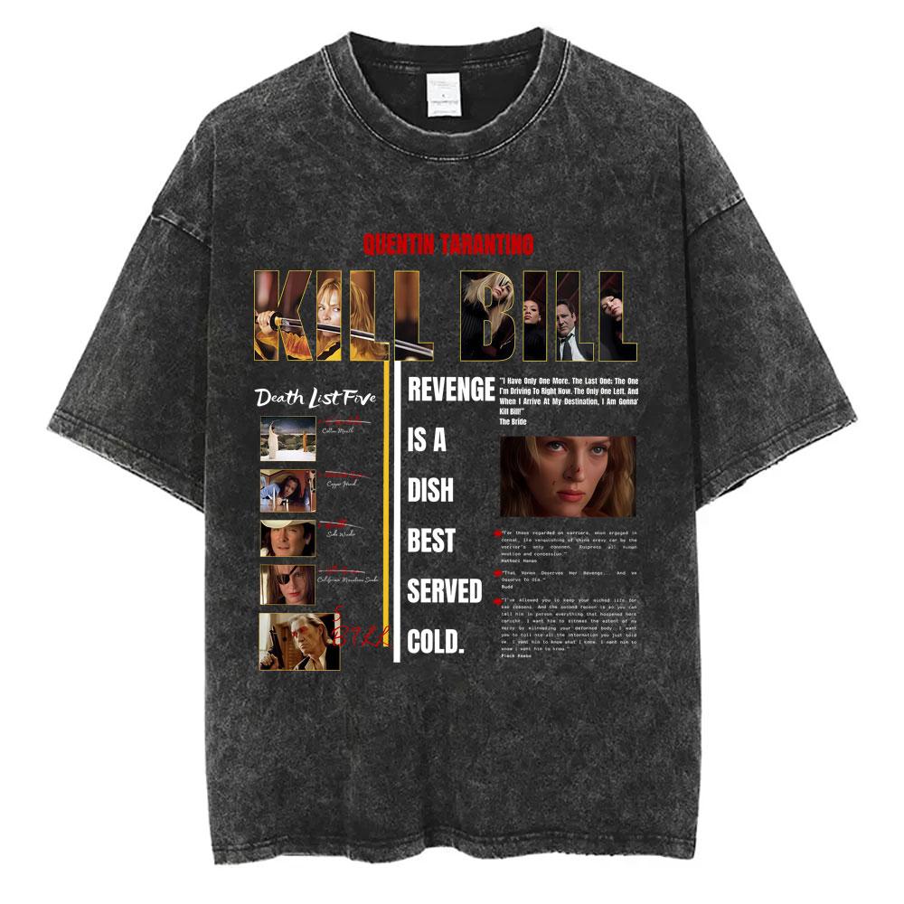 Hattori Hanzo RED Swords and Sushi Kill Bill Okinawa Japan Tarantino Vintage Washed T Shirts Men Women Casual Retro Streetwear
