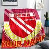 1PC Custom Name FC Energie Cottbus Patterned Flannel Blanket Suitable For All Seasons for Home Decor Warmth and Comfort Gifts Holiday Present