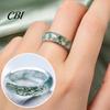 Hypoallergenic Finger Ring Faux Natural Moss Agate Ring, Fake Gemstone Statement Healing Nature Inspired Jewelry Stone for Men Women Band