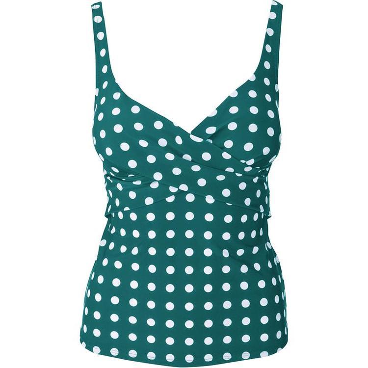 Polka Dot Printed Women Vest Tankini Set Ladies Summer Swimwear