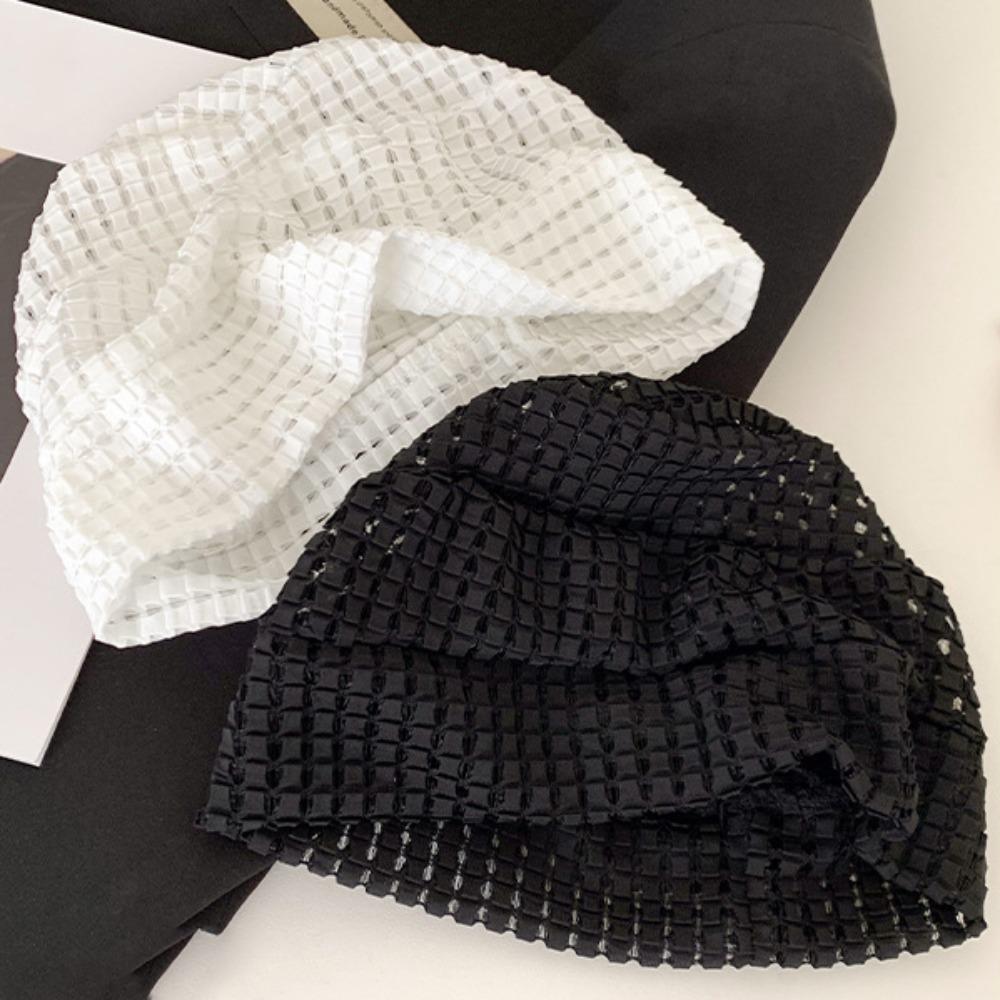 Клетчатая шапка-бини, хлопковая шапка с вырезом, креативная шапка-пуловер для отдыха на природе