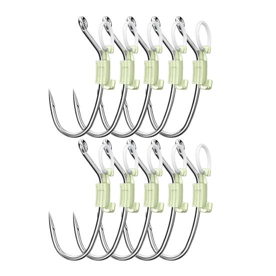 6/12/24 шт. светящийся крючок для фиксации живой креветки, прочный металлический крючок с зазубринами для ловли пресноводного сома, окуня, рыболовные принадлежности