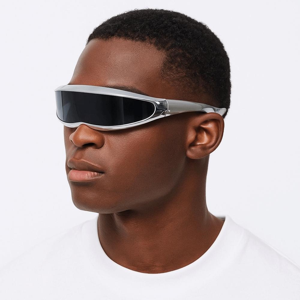 Futuristic Blocking Sunglasses Electroplated Y2K Shades Unique Steampunk Sunglasses  Women