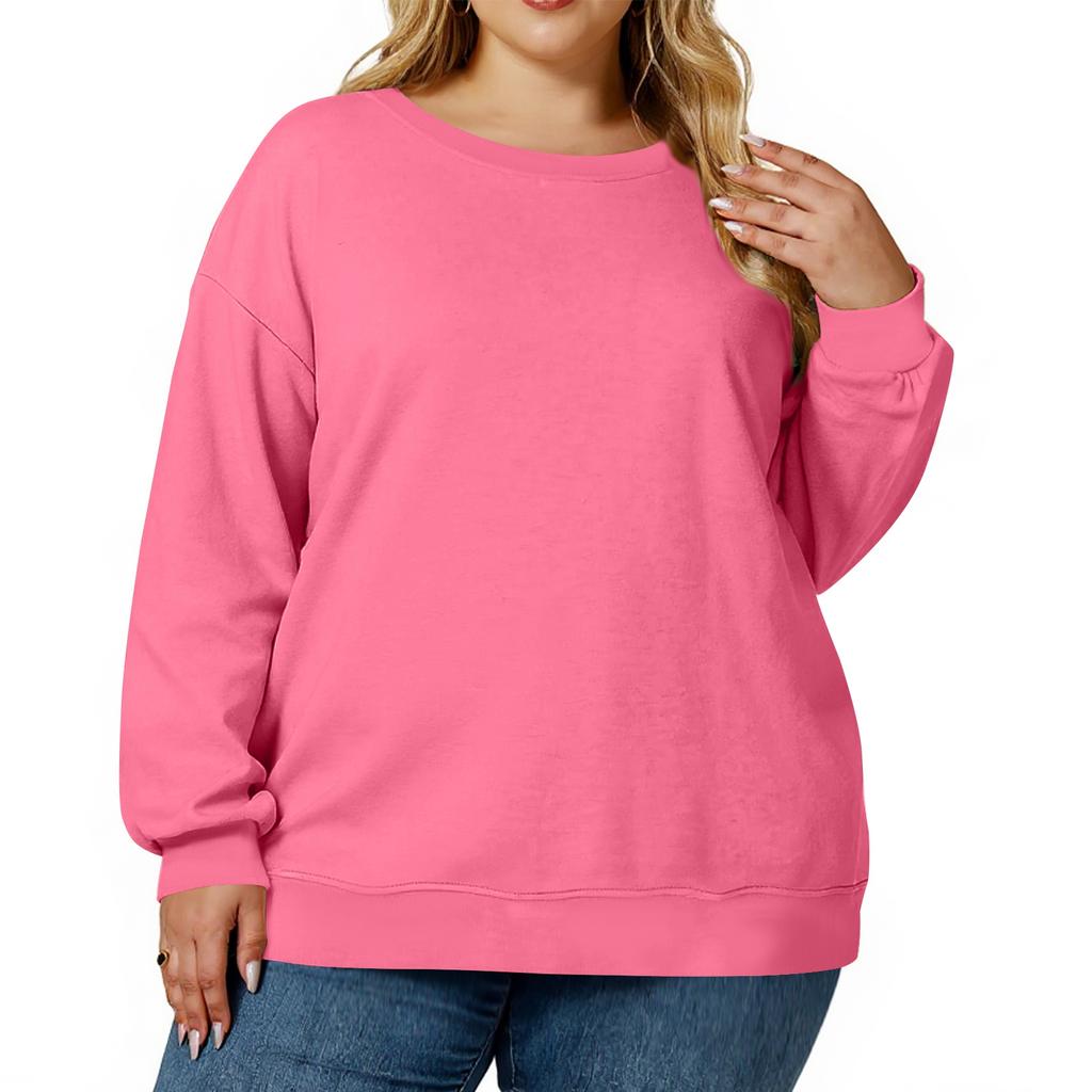 Plus Size Sweatshirt For  Women Oversized Crewneck Long Sleeve Pullover Tops