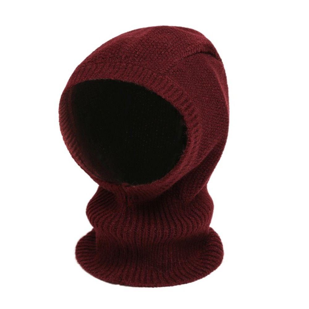 Woolen Balaclava Hat Windproof Neck Collar Beanies Cap Casual Knitted Hooded Cap Male/Female