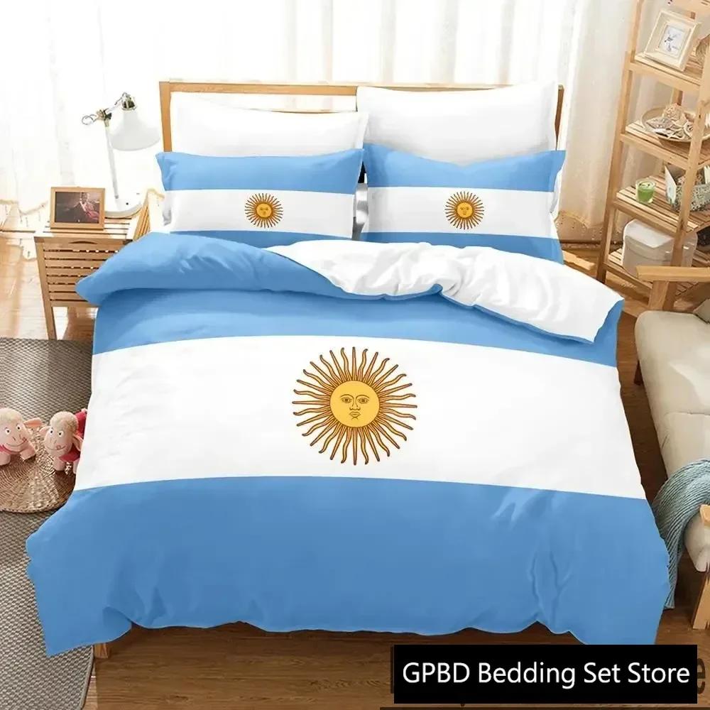 3D Print Argentina Flag Bedding Set Double Twin King Duvet Cover Comforter Pillowcase Boys Girls Adults Bedroom
