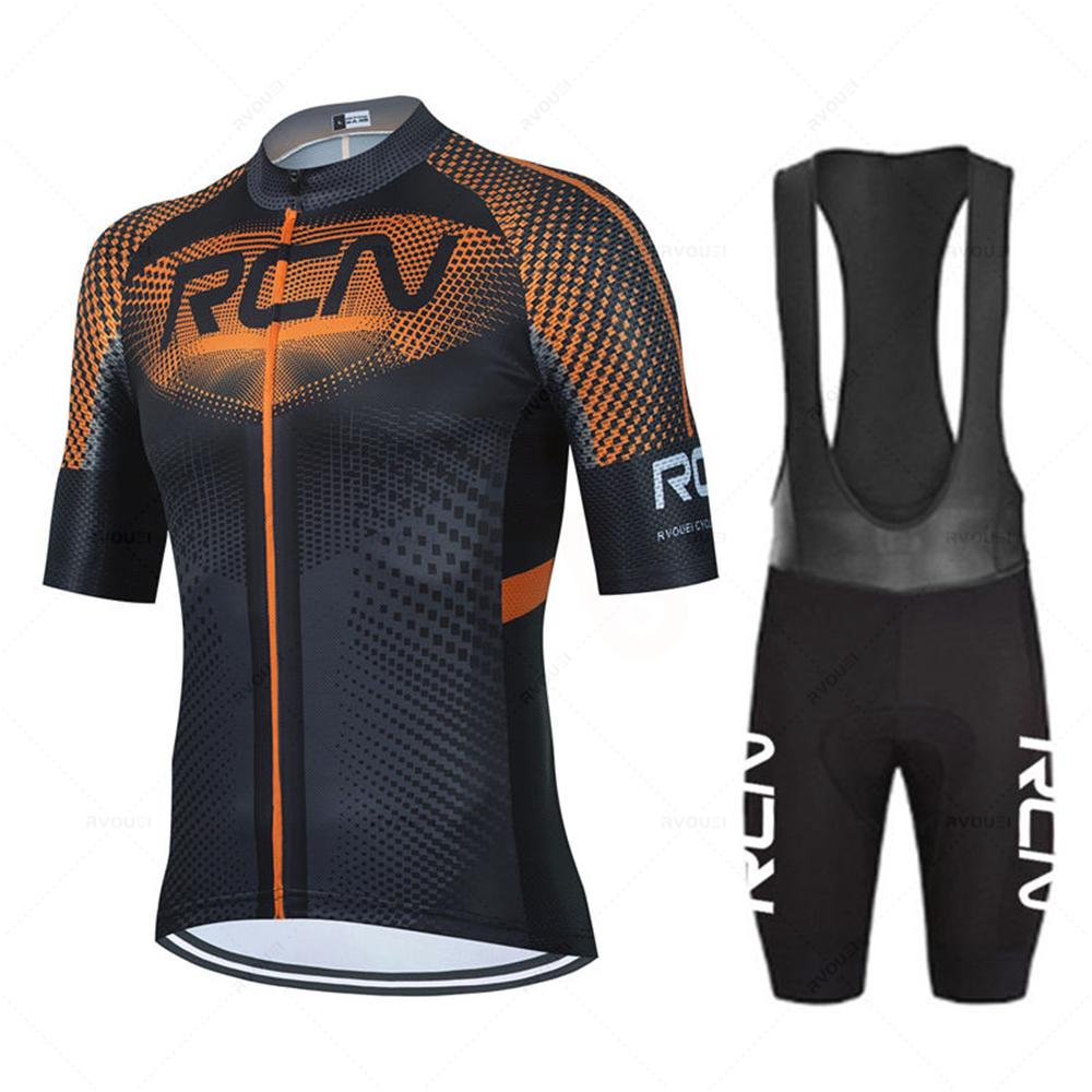 Новинка 2023 года, комплект велосипедного трикотажа Rcn с коротким рукавом для мужчин, анти-УФ-велосипедный комплект велосипедного трикотажа, летняя одежда для велоспорта Bicycle Pro Team