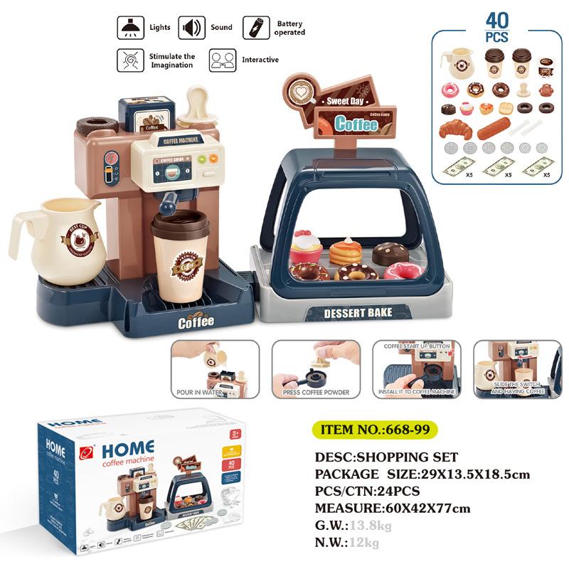 Children'S Play House Kitchen Simulation Food Mini Ice Cream Supermarket Donut Coffee Machine Export Toy Set
