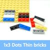100Pcs MOC Thin Bricks Assembles Particles Plate 1 x 3 Dots Building Blocks Parts DIY Educational Gift Toys Compatible 3623