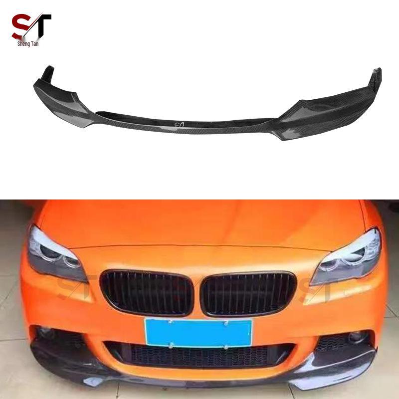 Модификация переднего бампера BMW 5 серии F10 F18 в V-стиле из углеродного волокна: сплиттер, диффузор и защита.