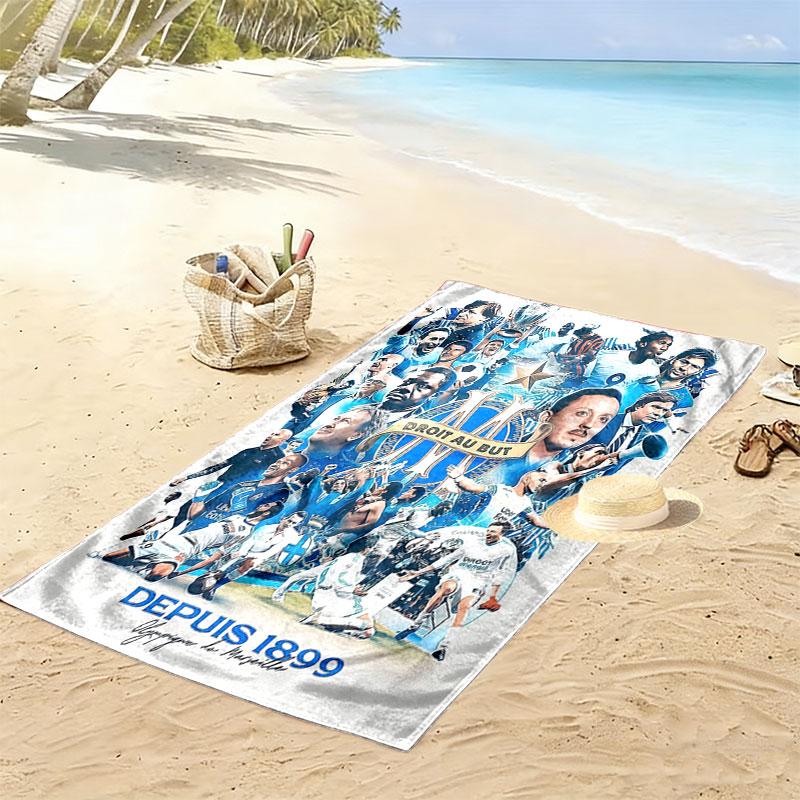 Olympique de Marseille Print Beach Towel, Large Soft Quick Dry Towel for Beach Camping Swimming