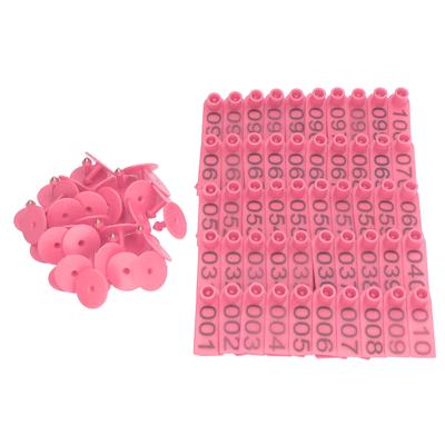 100 комплектов пронумерованных ушных бирок для крупного рогатого скота, точная идентификационная карта для крупного рогатого скота для коров, свиней, овец, розового цвета