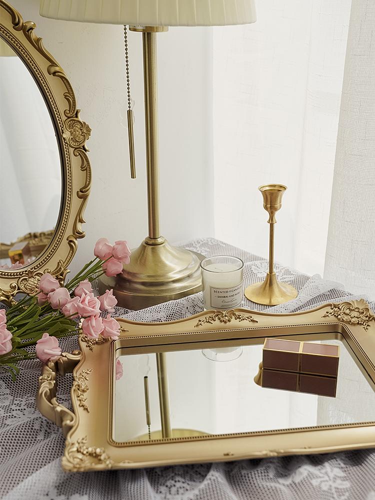 Винтажный декоративный стеклянный зеркальный поднос, фруктовый дисплей для ювелирных изделий, позирующий в качестве тарелки для хранения, настольные украшения 2024 г., новый ZM20409