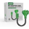 RVGUARD 30 Amp To 110 Volt RV Adapter Cord 12 Inch, NEMA 5-15P To NEMA TT-30R Electrical Power Adapter With LED Power Indicator, Green, ETL Listed