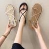 Женские сандалии с круглым носком, повседневная обувь, пляжные летние женские шлепанцы, модные милые женские туфли на плоской подошве, легкие дышащие римские сандалии