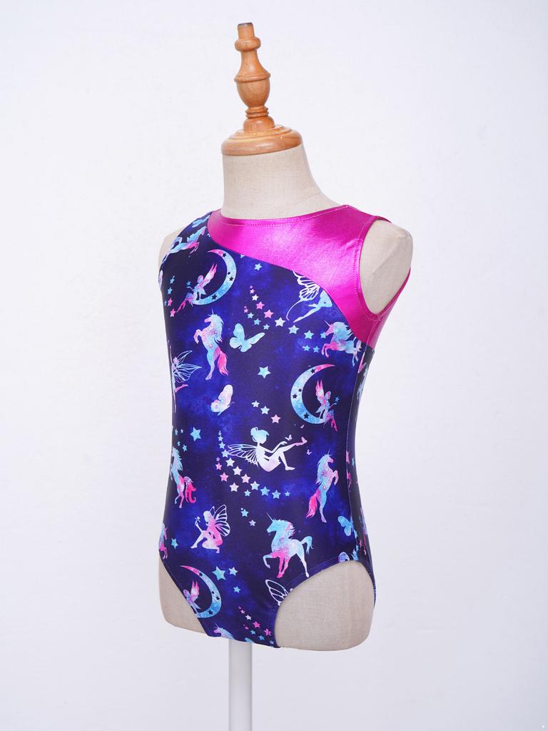 Детские спортивные комплекты для гимнастики, йоги, танцев для девочек, нарядный купальник с принтом и шорты, танцевальная одежда, наряды