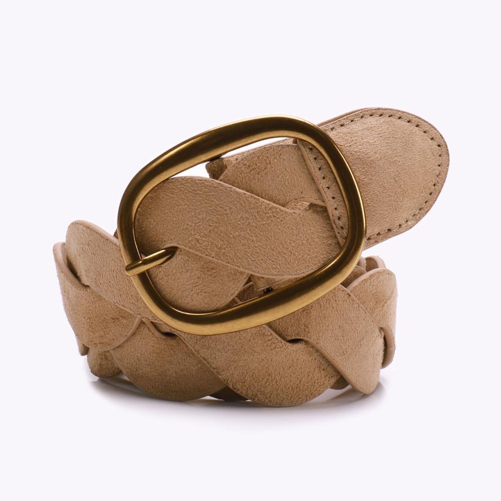 Pin Buckle Twists Woven Waistband Weave Men Belt Fashion Suede Belt Unisex