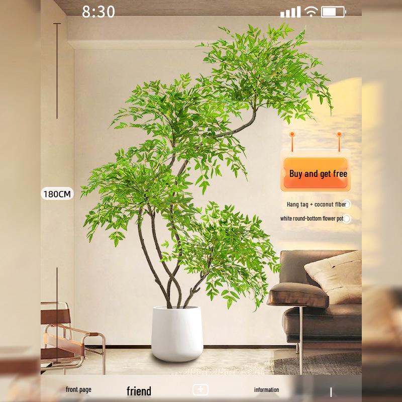 Нандина Роскошное Искусственное Дерево - Напольное Украшение для Помещений и Бионическое Зеленое Растение в Горшке