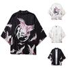 Men's Ink Painting Style Print Quick Dry Kimono Cardigan With Seven Part Sleeves