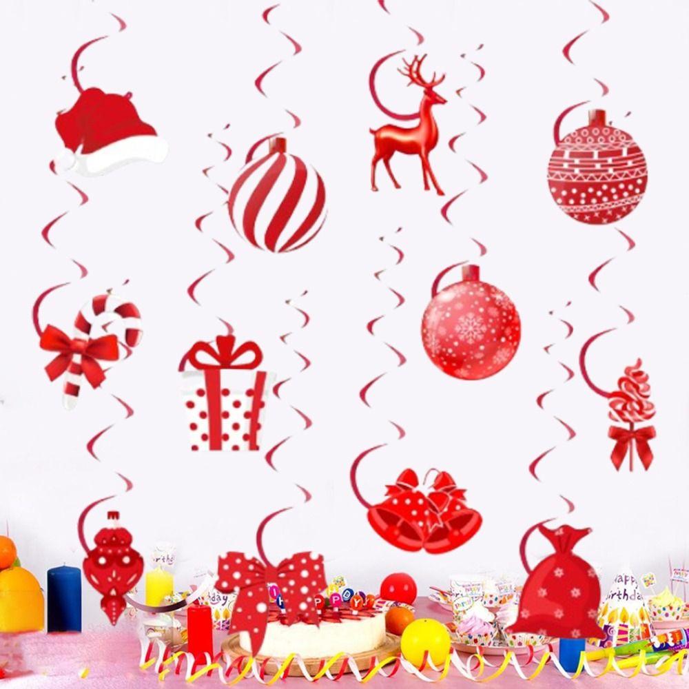 12pcs Candy Gift Box Bell Christmas Spiral Pendant Home Xmas Festival Decor