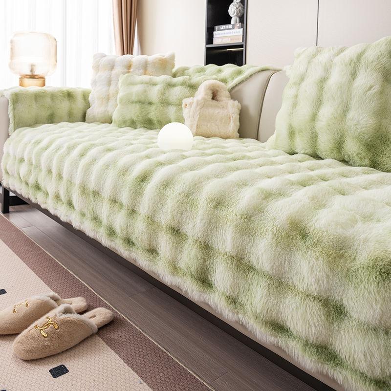 Градиентный цветной плюшевый чехол для дивана с изображением кролика, противоскользящая подушка для дивана, зимний толстый универсальный чехол для дивана, ткань, чехлы для диванов, коврик