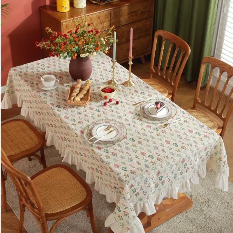 Скатерть с французским принтом и бахромой, плиссированная окантовка, прямоугольная столешница, украшение для отеля, скатерть, фоновая ткань
