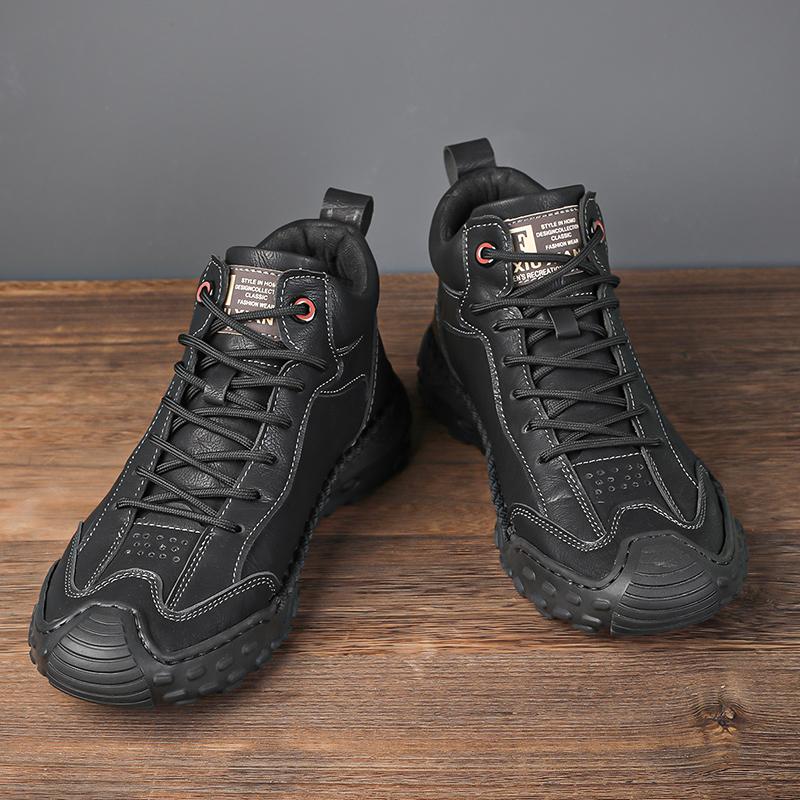 Hand-stitching Leather Men Boots Genuine Leather Casual Leather Shoes Men Ankle Boots