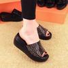 2025 New Soft Leather Thick-soled Wedge Heels, Heightening Women's Shoes, Wearing High-heeled Cool Slippers In Summer Is Not Tiring, Foot Sandals