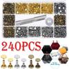 240Pcs Leather Rivets Double Cap Rivet Metal Studs with Punch Pliers and 3 Pieces Setting Tool Kit for Leather Craft Repairs Decoration