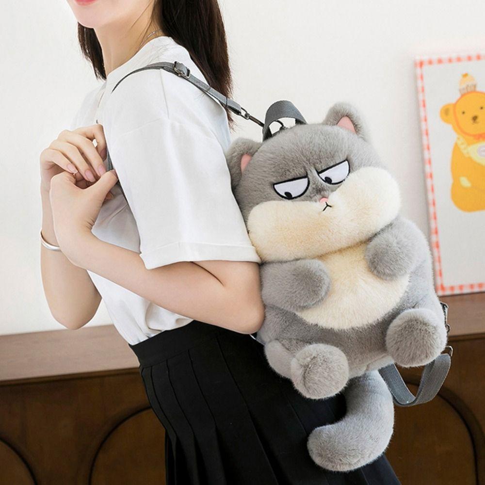 Phone Bag Little Cat Doll Shoulder Bag Animals Cartoon Plush Schoolbag Cat Plush Backpack Outdoor