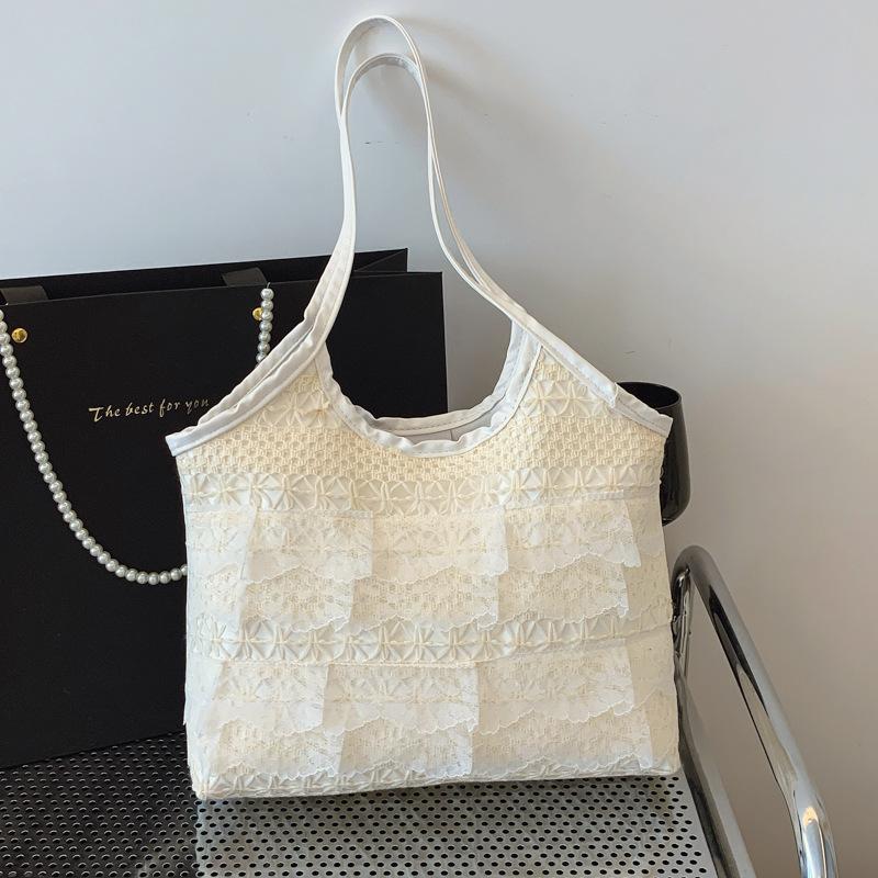 Lace Versatile Large-capacity Simple and Beautiful Tote Bag Women's New Summer Lazy Wind Sweet Casual Shoulder Bag