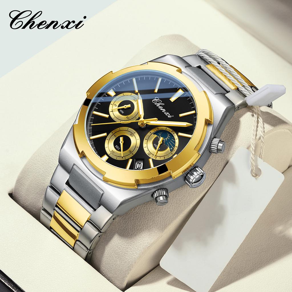 Темперамент Мужские Роскошные Модные Дизайнерские Золотые Мужские Часы Многофункциональные Светящиеся Кварцевые Мужские Наручные Часы Relogio Masculino