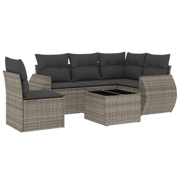 VidaXL Salon de Jardin avec Coussins 6 pcs, Canapés de Terrasse, Ensemble de Meubles de Patio, Mobilier d'Extérieur, Gris 3221379