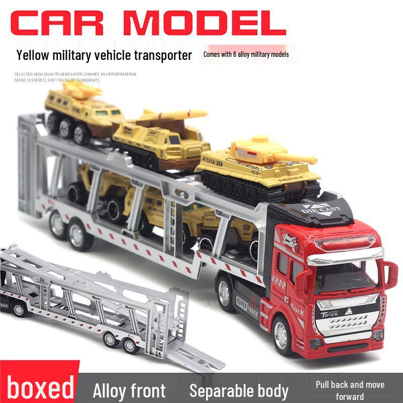 Children's Alloy Transport Toy: Pull-Back Fire Truck, Trailer, Tank & Excavator