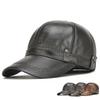 Зимние кепки из натуральной кожи Регулируемая мужская бейсболка Шапки из натуральной кожи Snapback