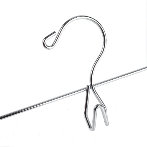 Amber Home Skirt Hangers, Trouser Hangers, Set of 20, Silver, with Interlocking Hooks, Large Clips, Space-Saving Metal Steel Hangers, Convenient Stora
