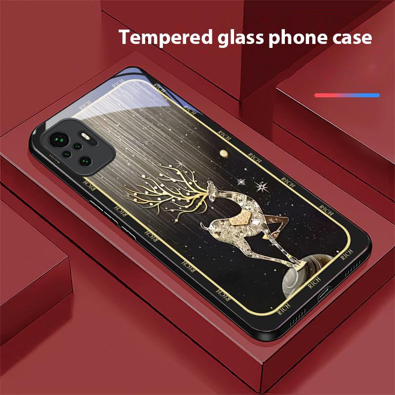 Чехол из черного стекла Starry Night Deer Chart для Redmi Note 13 Pro+ 14 Pro 8 9 9S 12S 10 Pro 11 12 A3 12 13 K60 Ultra 13C 14C