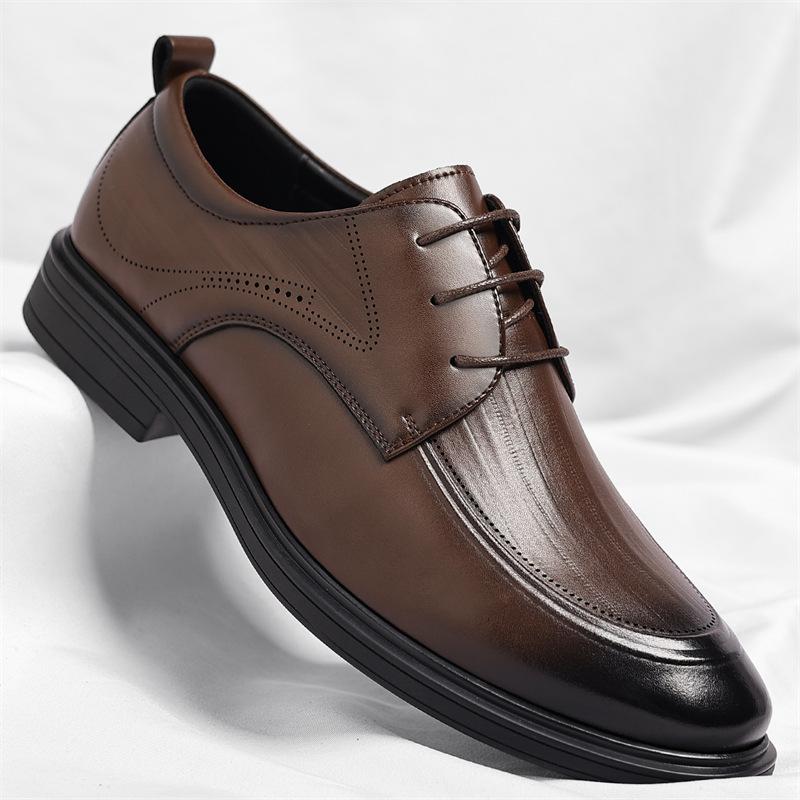 Business Dress Four Seasons Leather Shoes Dress Leather Shoes Lace-up Business Leather Shoes Commuter Work Shoes Daily Trend One