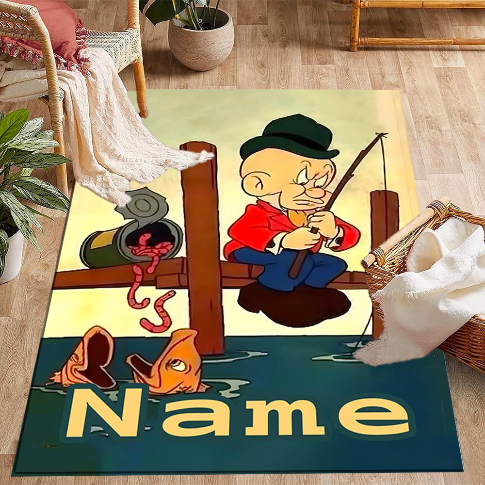 Looney Unique Rod. Personalized Text Floor Rug Office Rug Design for Entryway Dining Room Decorate room Hallway Anti-slip Rug Anime Office Decor